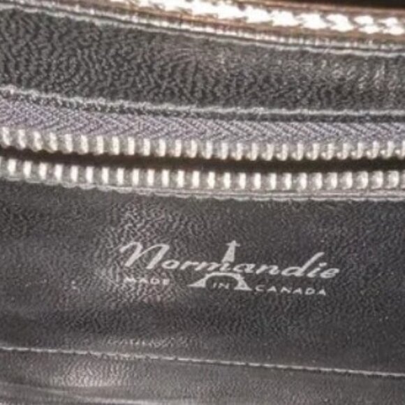 Normandie Vintage Leather Satchel Purse Handbag - Picture 5 of 7